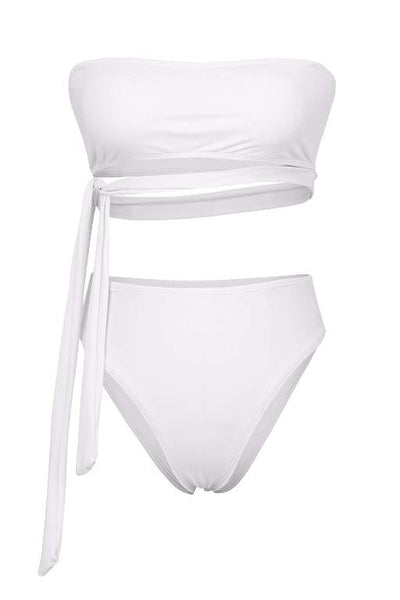 Bandeau Bikini High Wiast Set Swimsuit Women Bandage Swimwear Women Sports Bathing Off Shoulder Two Pieces Set Biquini