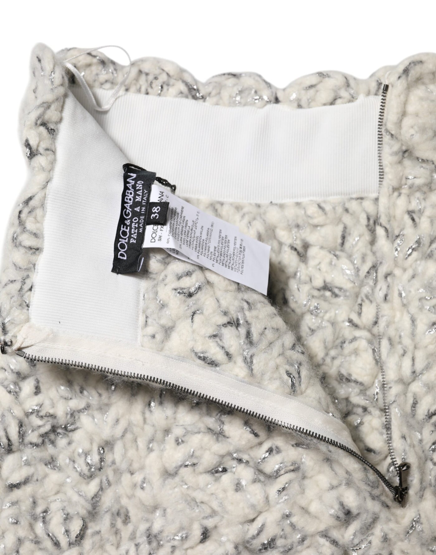 Dolce & Gabbana Metallic Bouclé Knit Cashmere Ruffled Shorts