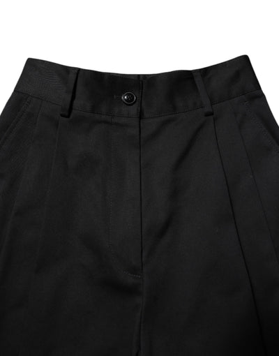 Dolce & Gabbana Black Cotton HighWaist Wide Leg Pants