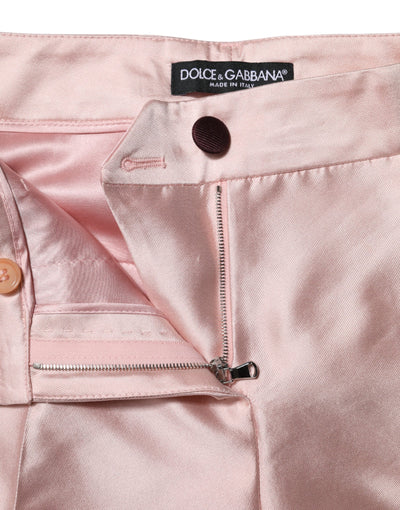Dolce & Gabbana Pink Satin High Waist Tapered Pants