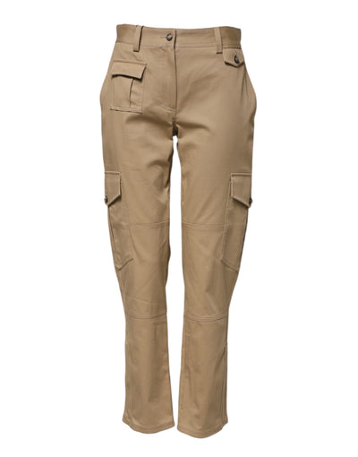 Dolce & Gabbana Beige Mid Waist Cargo Tapered Pants