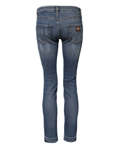 Dolce & Gabbana Blue PRETTY Tattered Skinny Denim Jeans