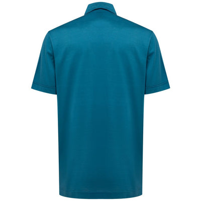 Canali Blue Cotton Shortsleeve Shirt