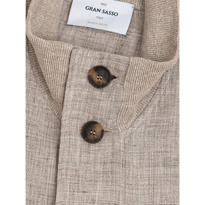 Gran Sasso Beige Linen Biker Jacket