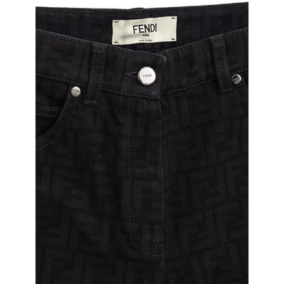 Fendi Black Cotton Slim Fit Jeans