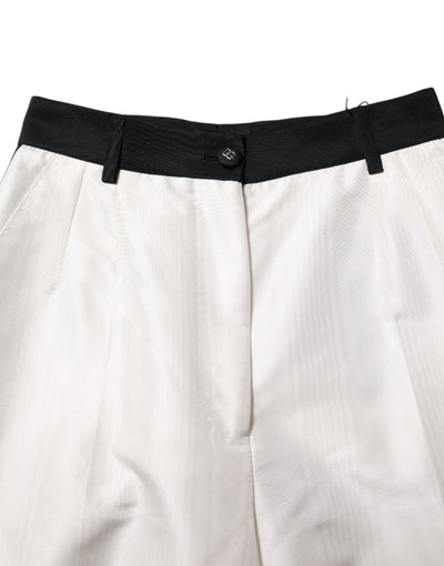 Dolce & Gabbana White High Waist Straight Dress Trouser Pants