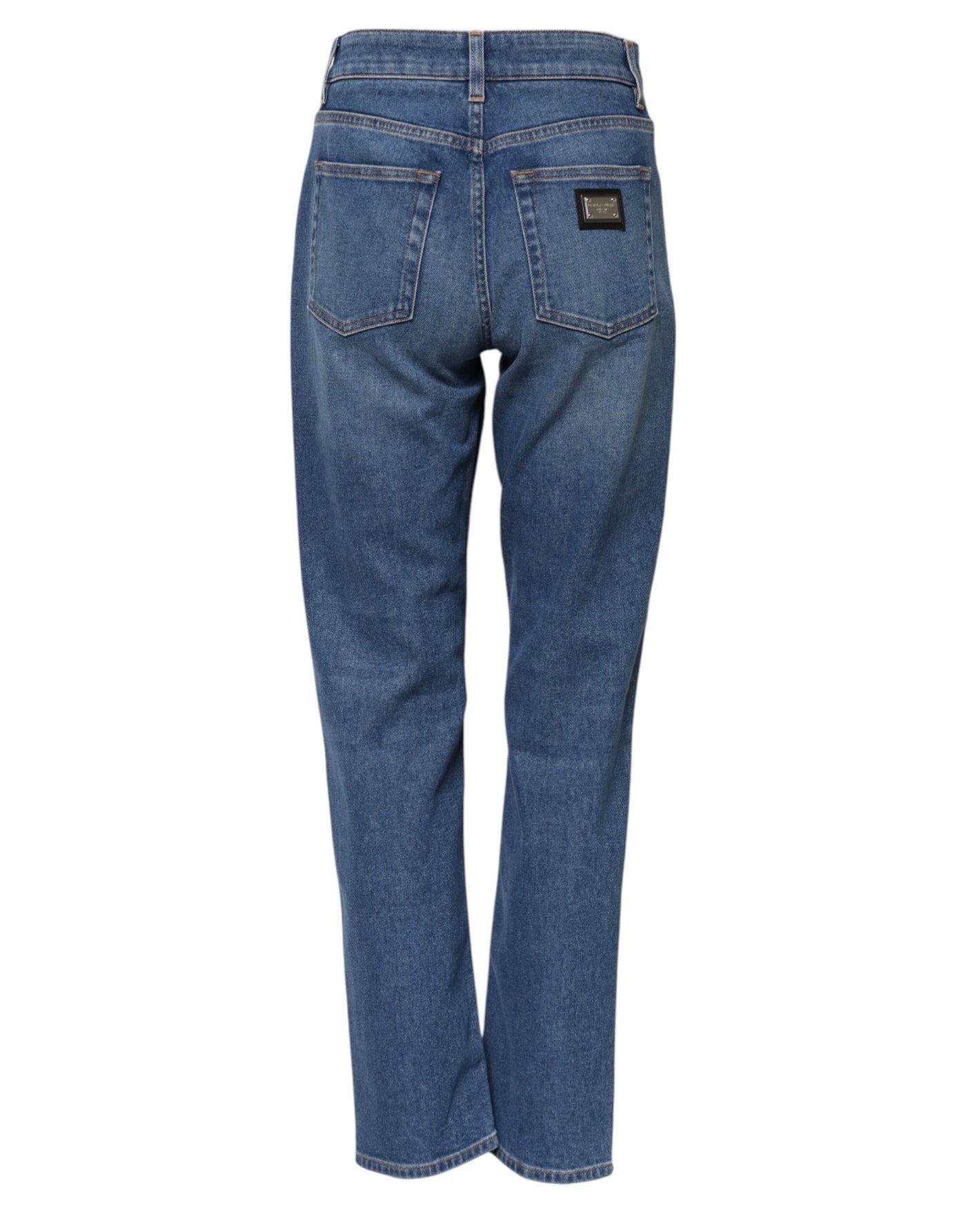Dolce & Gabbana Blue Cotton High Waist Tapered Denim Jeans