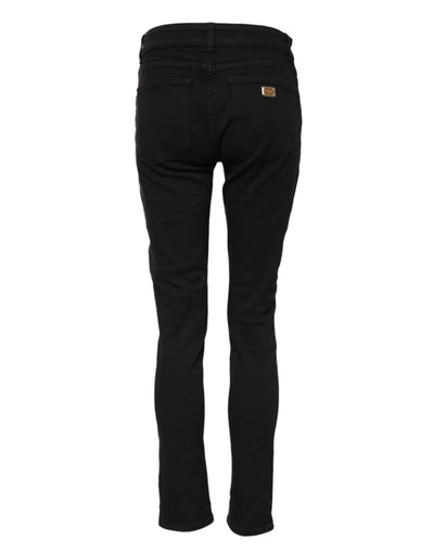 Dolce & Gabbana Black Cotton Skinny Mid Waist Denim Jeans