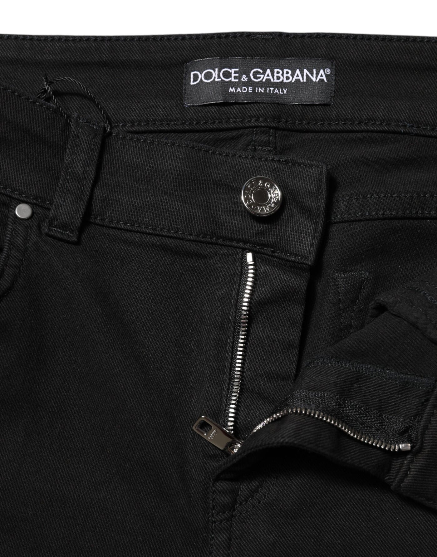 Dolce & Gabbana Black Cotton Skinny Mid Waist Denim Jeans