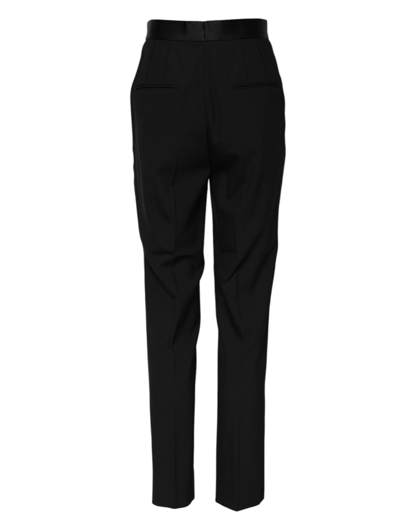 Dolce & Gabbana Black Wool Tapered High Waist Pants