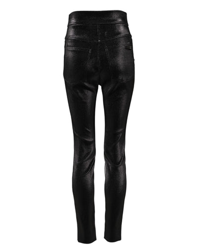 Dolce & Gabbana Black Cotton Stretch Lurex Thread Skinny Pants