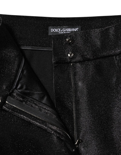 Dolce & Gabbana Black Cotton Stretch Lurex Thread Skinny Pants