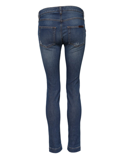 Dolce & Gabbana Blue Cotton Low Waist Skinny Denim Jeans