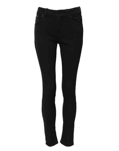Dolce & Gabbana Black Cotton Skinny Mid Waist Denim Jeans