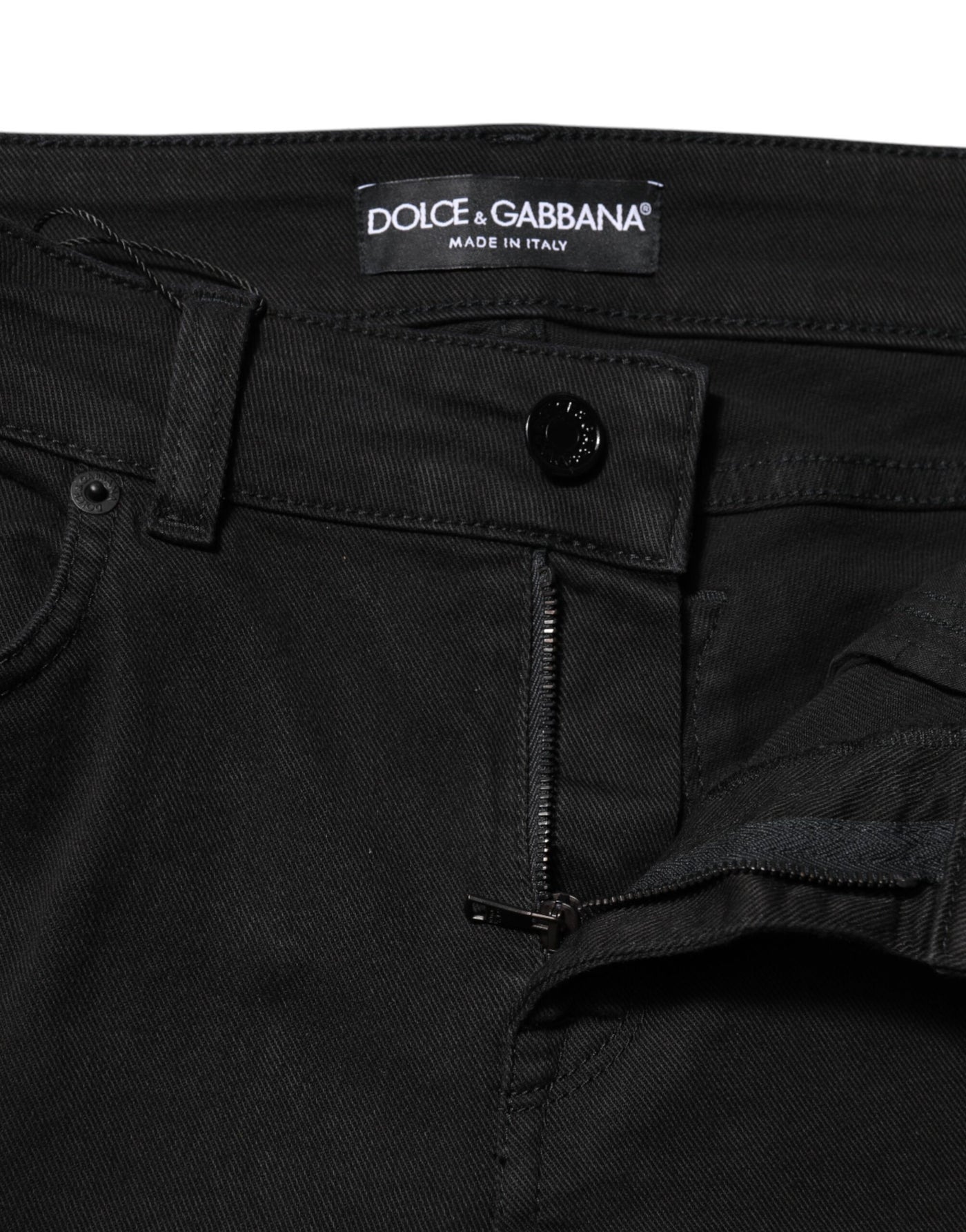 Dolce & Gabbana Black Cotton Skinny Mid Waist Denim Jeans