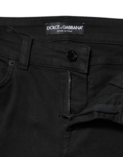 Dolce & Gabbana Black Cotton Skinny Mid Waist Denim Jeans