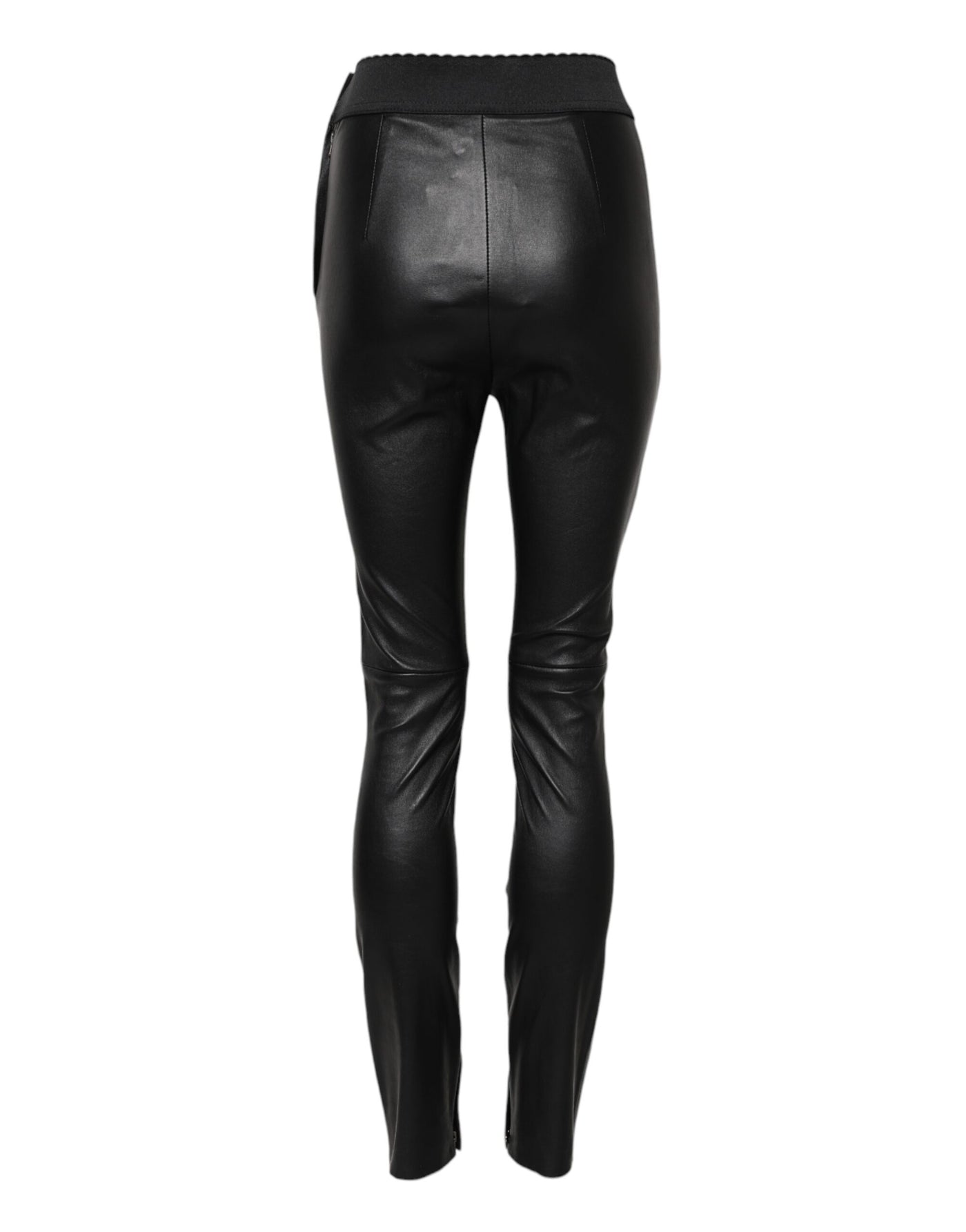 Dolce & Gabbana Black Leather Elastic Waist Pants