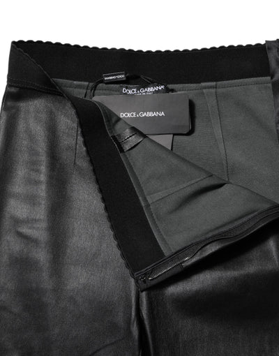 Dolce & Gabbana Black Leather Elastic Waist Pants