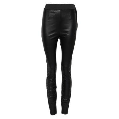 Dolce & Gabbana Black Leather Elastic Waist Pants