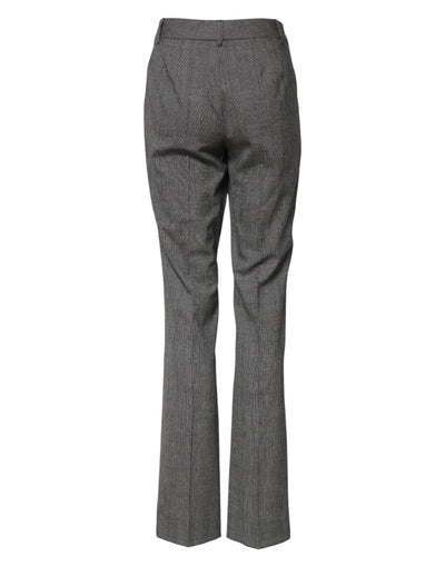 Dolce & Gabbana Gray Checkered High Waist Flared Pants