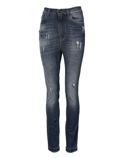 Dolce & Gabbana Blue Cotton HighWaist Skinny Denim Jeans