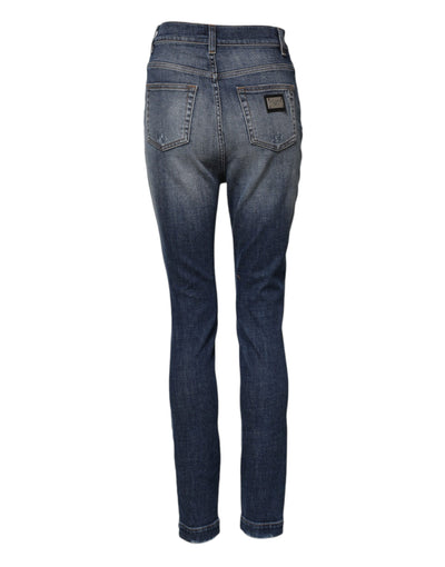 Dolce & Gabbana Blue Cotton HighWaist Skinny Denim Jeans