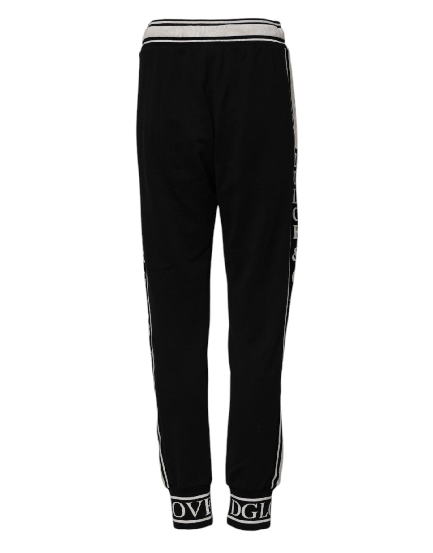 Dolce & Gabbana Black Cotton Jogger Logo Waist Pants