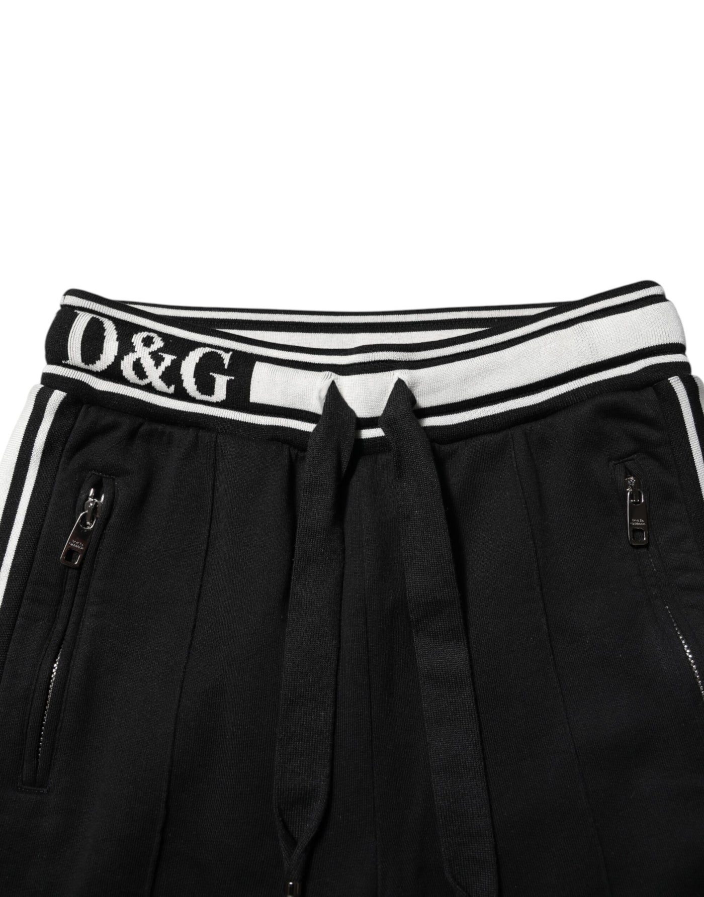 Dolce & Gabbana Black Cotton Jogger Logo Waist Pants