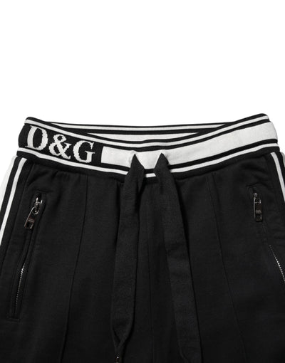 Dolce & Gabbana Black Cotton Jogger Logo Waist Pants