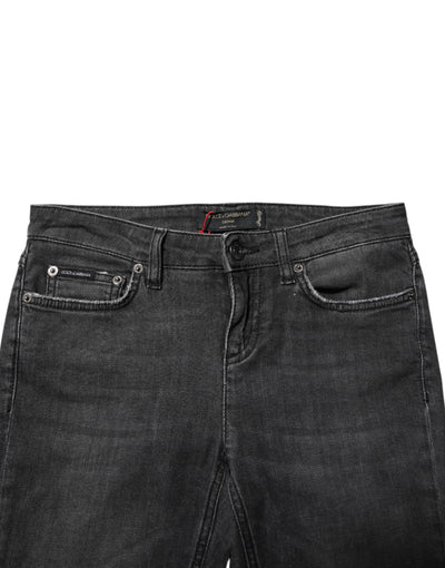 Dolce & Gabbana Black Cotton Low Waist Skinny Denim Jeans