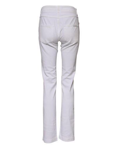 Dolce & Gabbana White Floral Embroidery GIRLY Denim Jeans