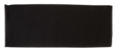 Dolce & Gabbana Dark Gray Virgin Wool Striped Pattern Wrap Scarf