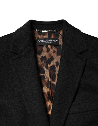 Dolce & Gabbana Black Wool Long Sleeves Trench Coat Jacket