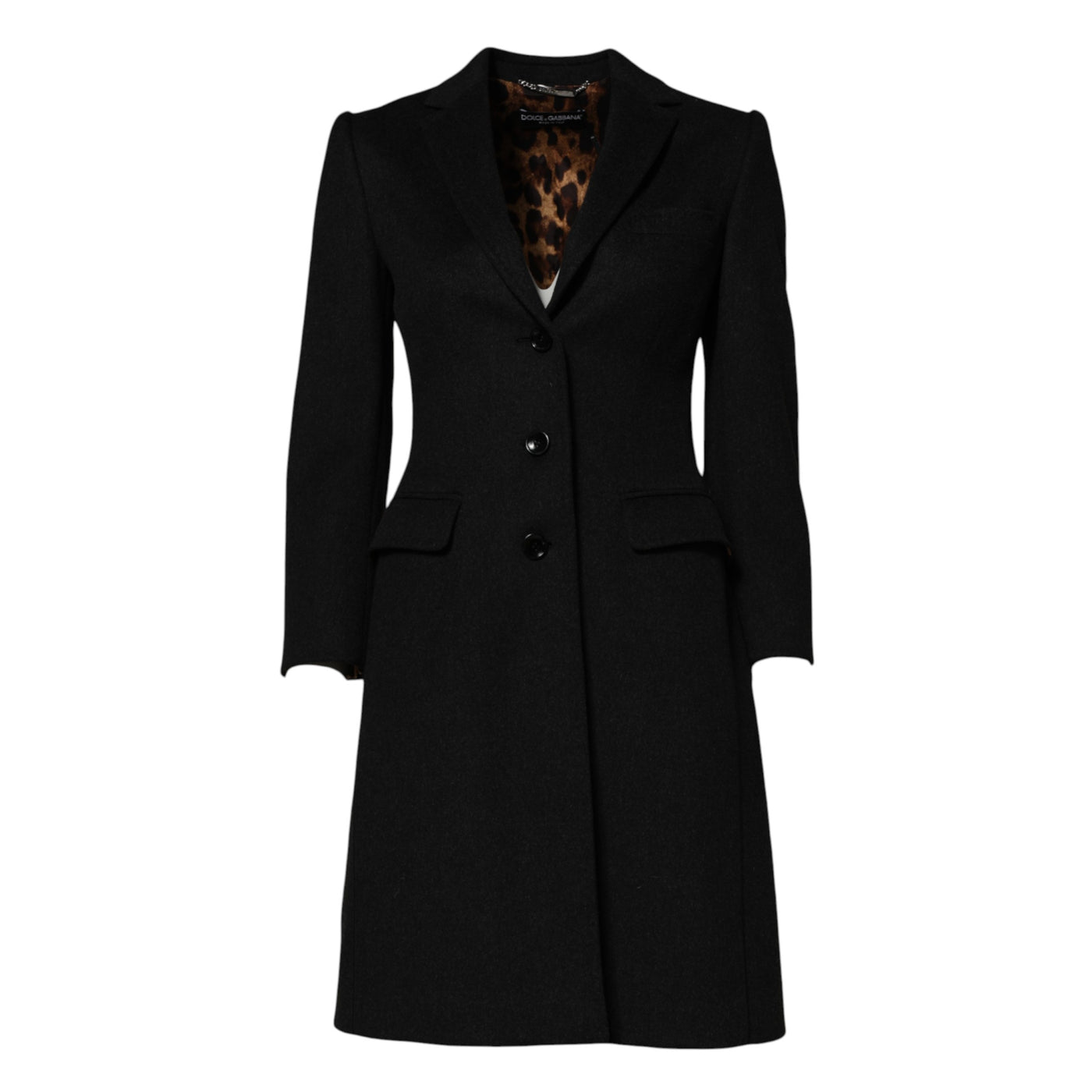 Dolce & Gabbana Black Wool Long Sleeves Trench Coat Jacket