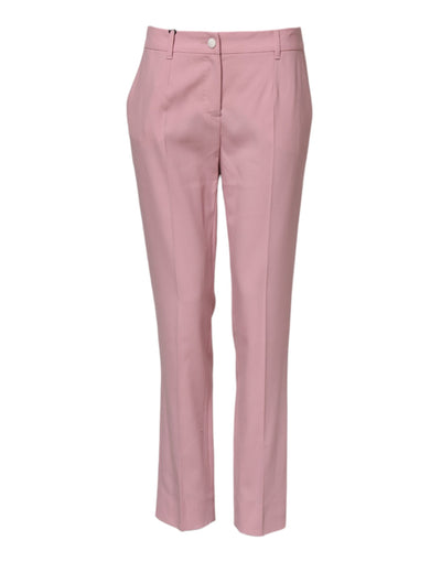 Dolce & Gabbana Pink Wool Mid Waist Tapered Pants