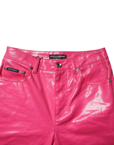 Dolce & Gabbana Pink Cotton High Waisted Skinny Denim Jeans