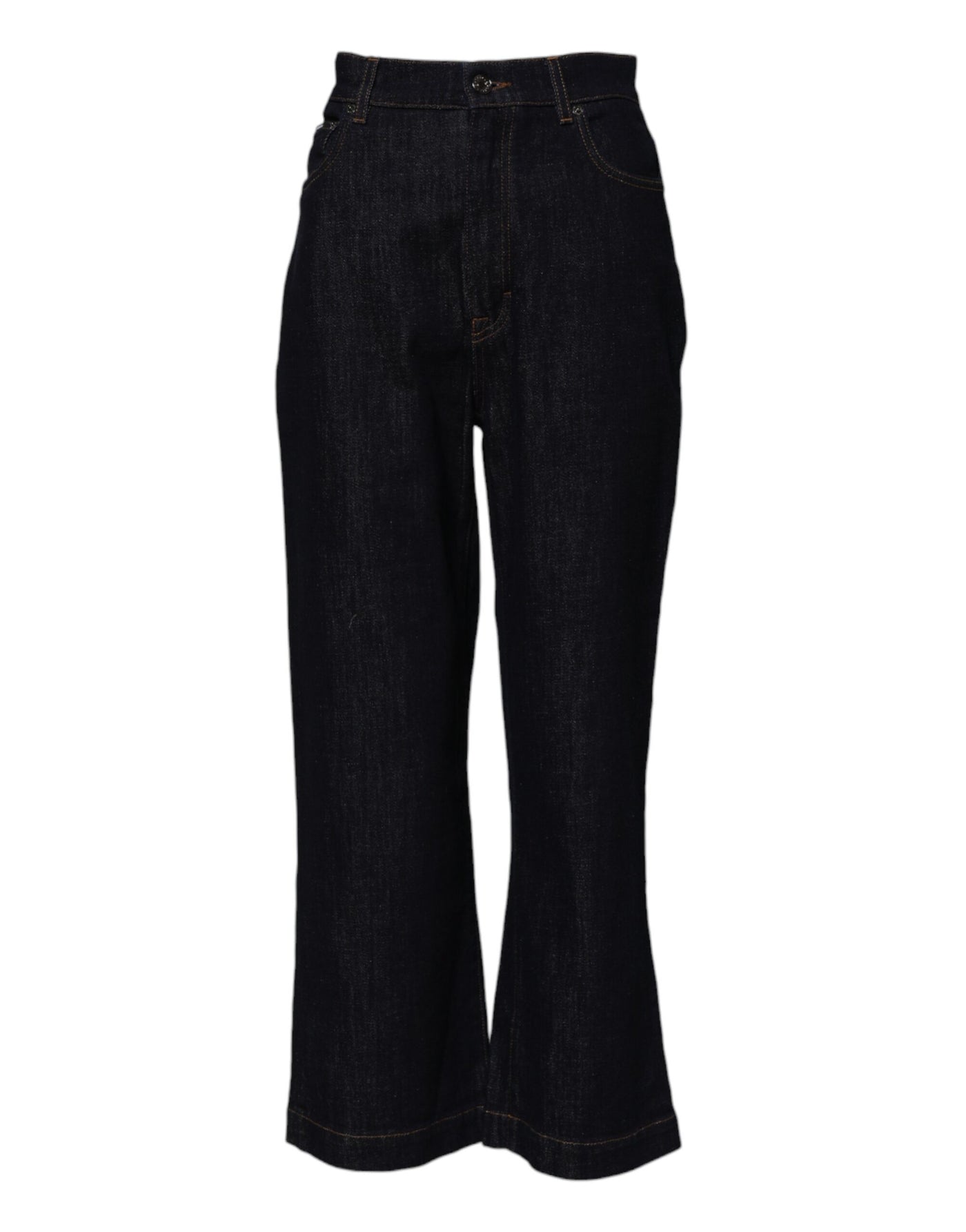 Dolce & Gabbana Blue Cotton High Waisted Flared Denim Jeans