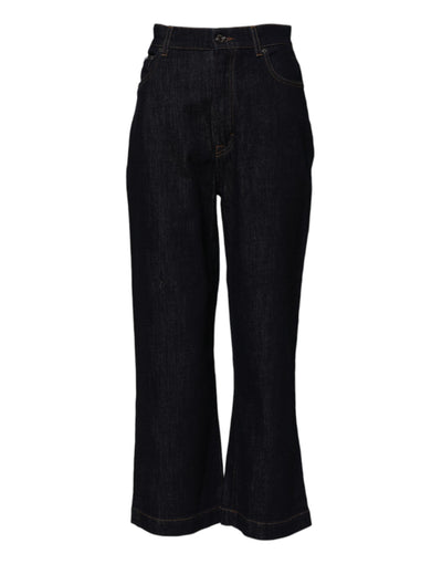 Dolce & Gabbana Blue Cotton High Waisted Flared Denim Jeans
