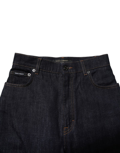 Dolce & Gabbana Blue Cotton High Waisted Flared Denim Jeans
