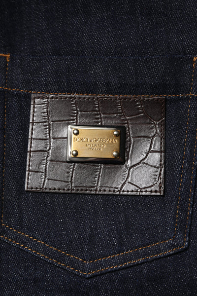 Dolce & Gabbana Blue Cotton High Waisted Flared Denim Jeans