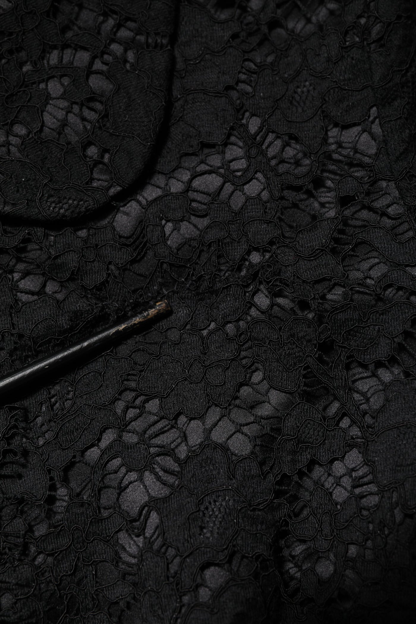 Dolce & Gabbana Black Floral Lace Cotton Collared Jacket