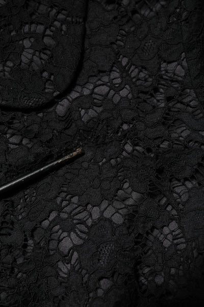 Dolce & Gabbana Black Floral Lace Cotton Collared Jacket