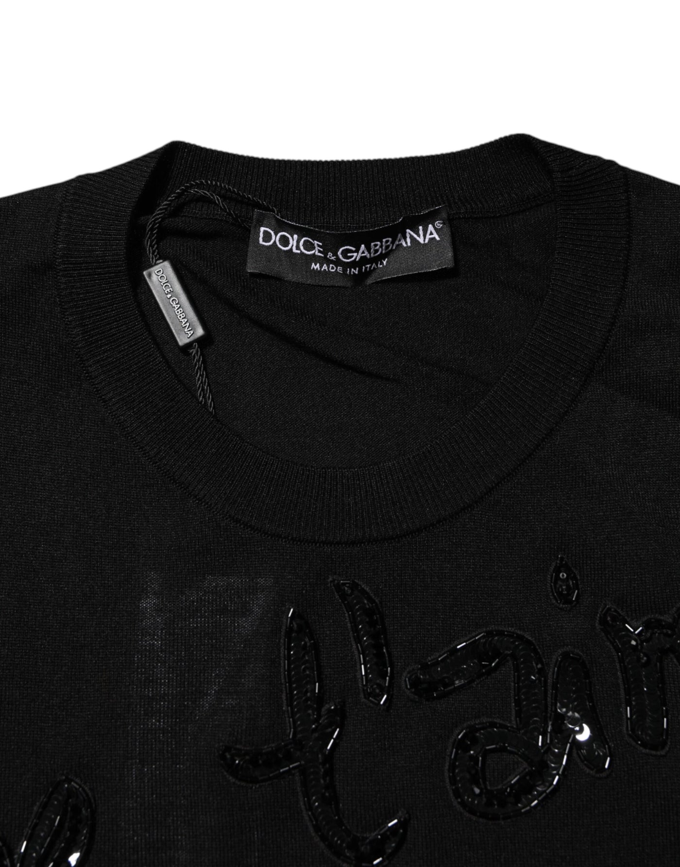 Dolce & Gabbana Black Rose Sequin Embellishments Blouse Top