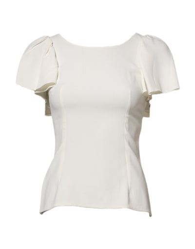 Dolce & Gabbana White Round Neck Short Sleeves Blouse Top