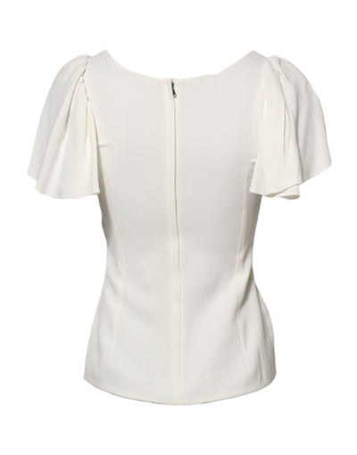 Dolce & Gabbana White Round Neck Short Sleeves Blouse Top