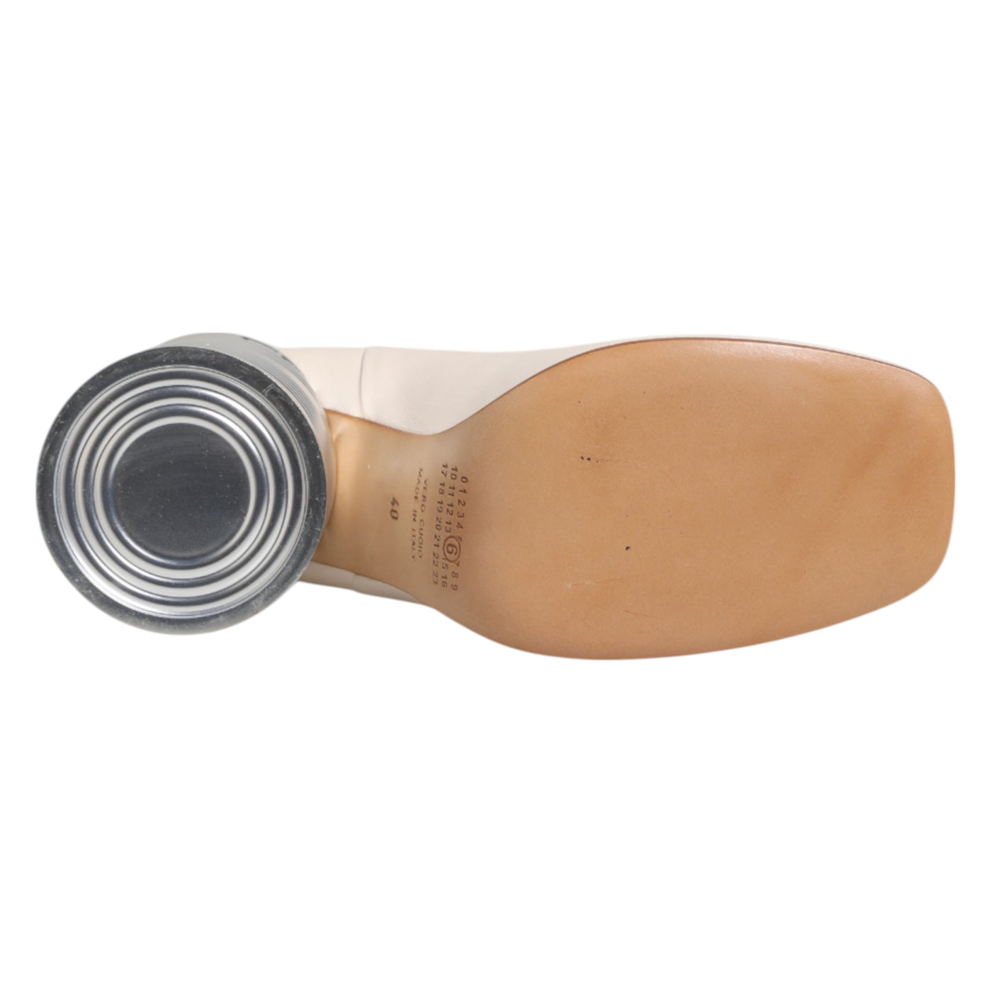 Maison Margiela White Calf Leather Can Heel Boots Shoes