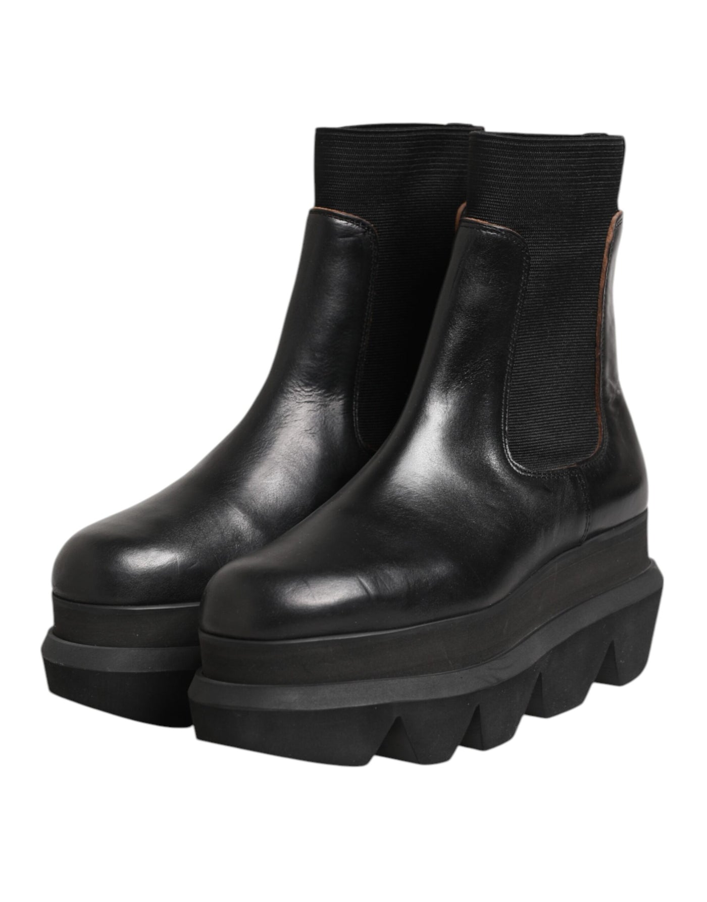 Sacai Black Chelsea Leather Pull On Women Ankle Boots Shoes