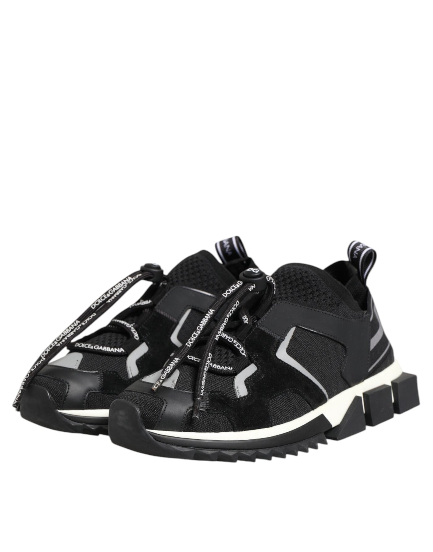 Dolce & Gabbana Black White Logo Sorrento Sneakers Shoes