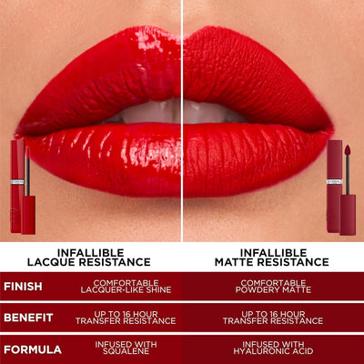 L'Oreal Paris Infallible Lacque Resistance Liquid Lipstick, 16HR Long Lasting Lip Makeup with Lacquer-Like Shine and Zero Transfer, 601, Worth It