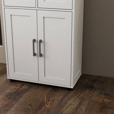 Farmhouse Storage Cabinet ,Versatile Double-Door Storage Cabinet with Adjustable Shelves - Perfect for Living Room & Dining Room